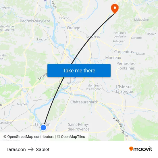 Tarascon to Sablet map