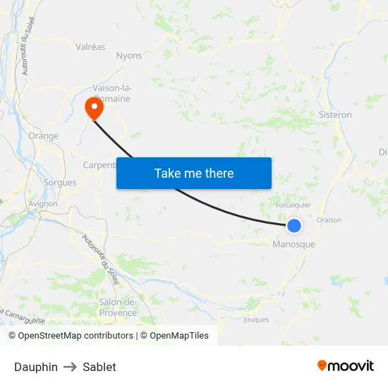 Dauphin to Sablet map