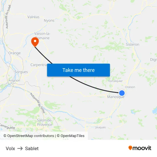 Volx to Sablet map