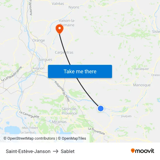 Saint-Estève-Janson to Sablet map