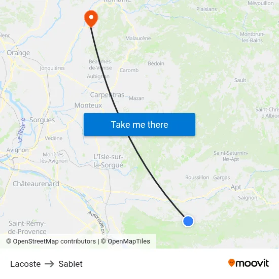 Lacoste to Sablet map