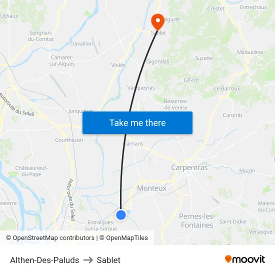 Althen-Des-Paluds to Sablet map