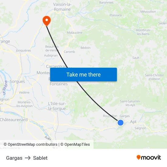 Gargas to Sablet map