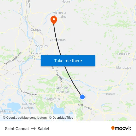 Saint-Cannat to Sablet map