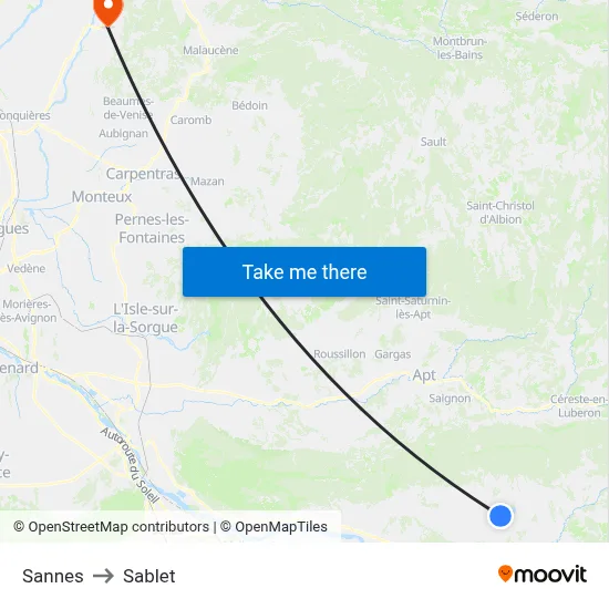 Sannes to Sablet map