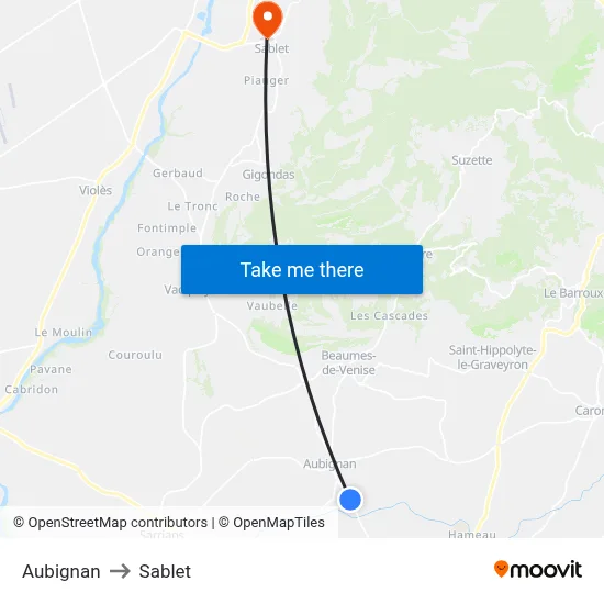Aubignan to Sablet map