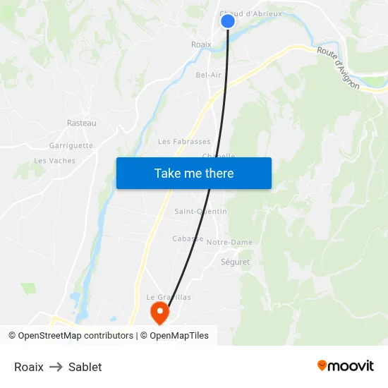 Roaix to Sablet map