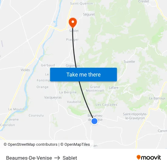Beaumes-De-Venise to Sablet map
