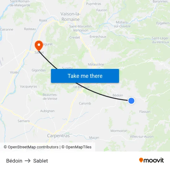 Bédoin to Sablet map