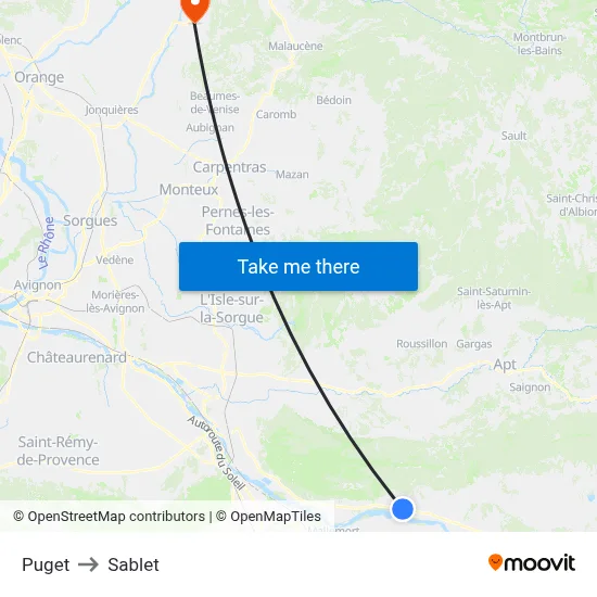 Puget to Sablet map