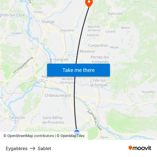 Eygalières to Sablet map