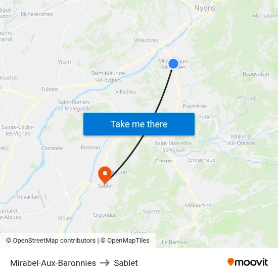 Mirabel-Aux-Baronnies to Sablet map