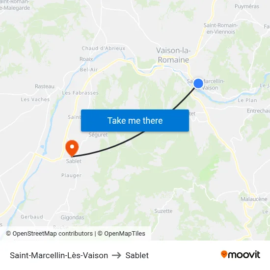 Saint-Marcellin-Lès-Vaison to Sablet map