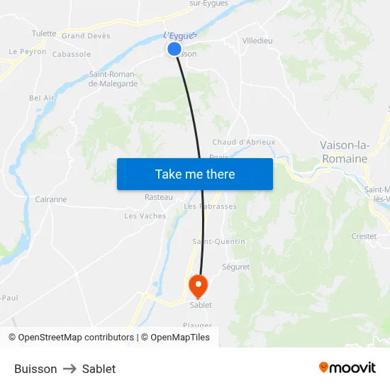 Buisson to Sablet map