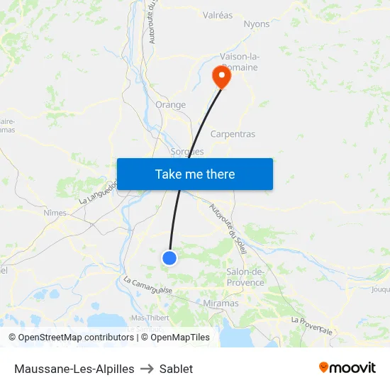 Maussane-Les-Alpilles to Sablet map