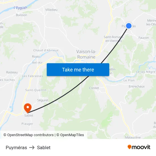 Puyméras to Sablet map