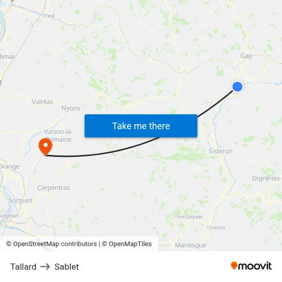 Tallard to Sablet map