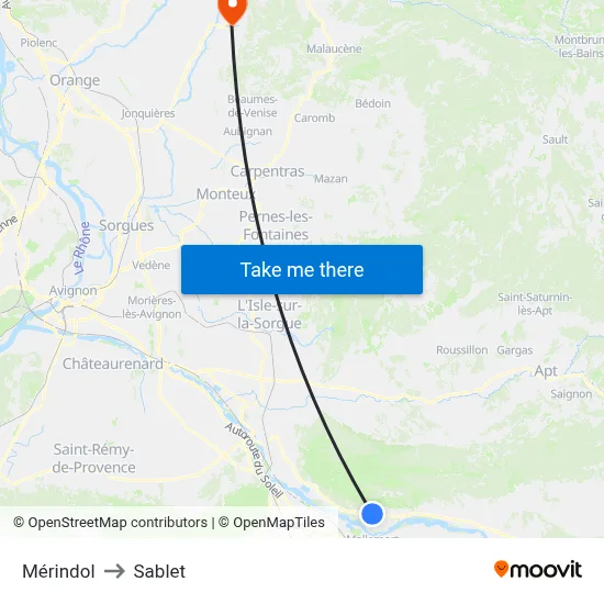 Mérindol to Sablet map