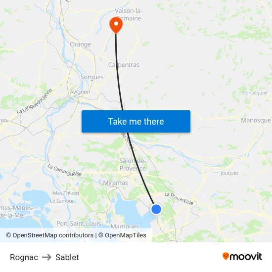 Rognac to Sablet map