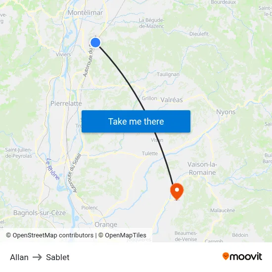 Allan to Sablet map