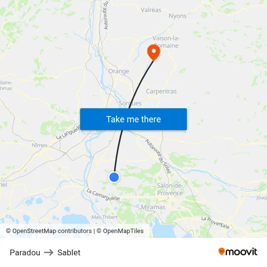 Paradou to Sablet map