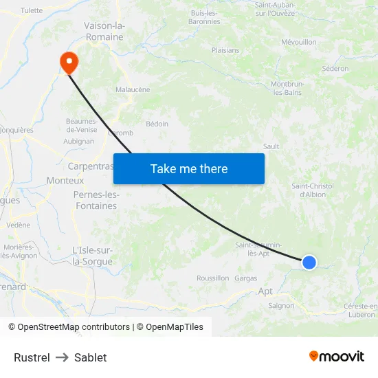 Rustrel to Sablet map