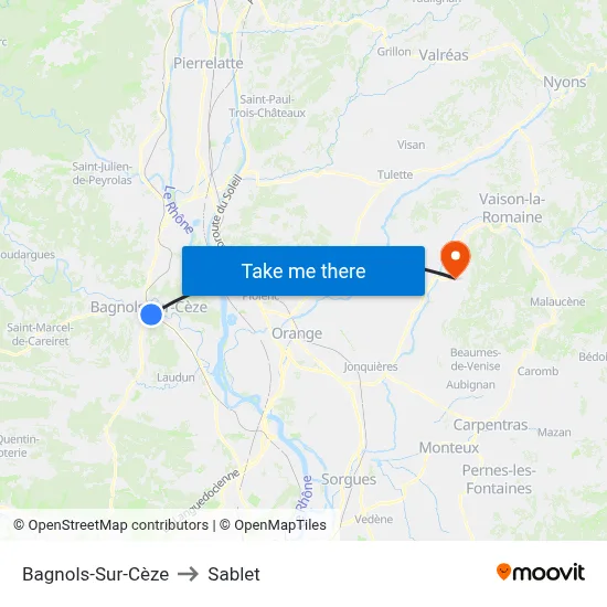 Bagnols-Sur-Cèze to Sablet map