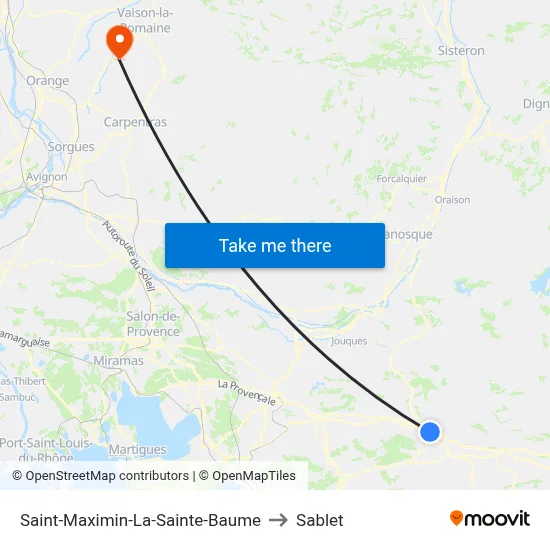Saint-Maximin-La-Sainte-Baume to Sablet map