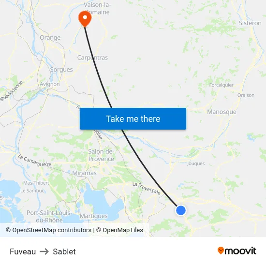 Fuveau to Sablet map