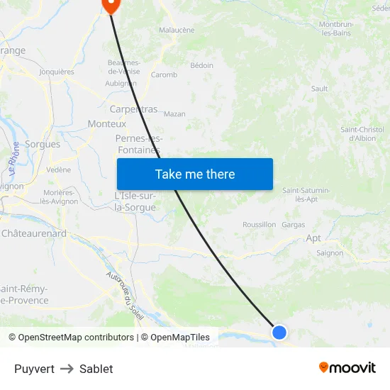 Puyvert to Sablet map