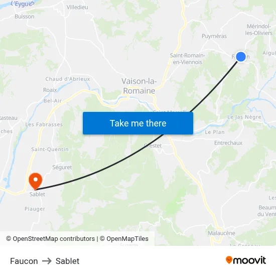 Faucon to Sablet map