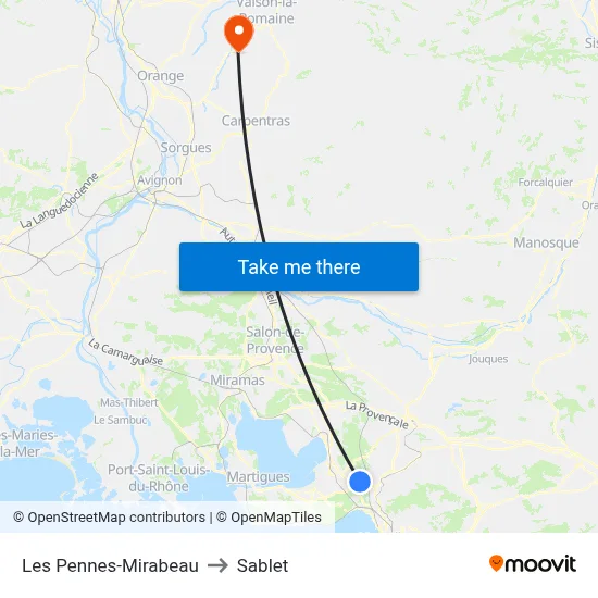 Les Pennes-Mirabeau to Sablet map
