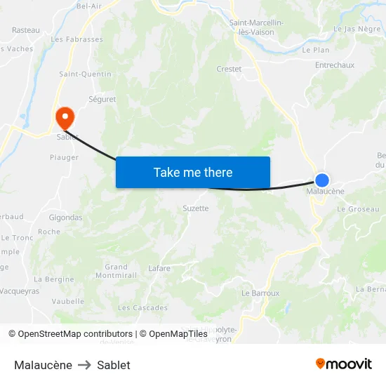 Malaucène to Sablet map
