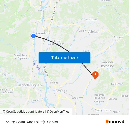 Bourg-Saint-Andéol to Sablet map