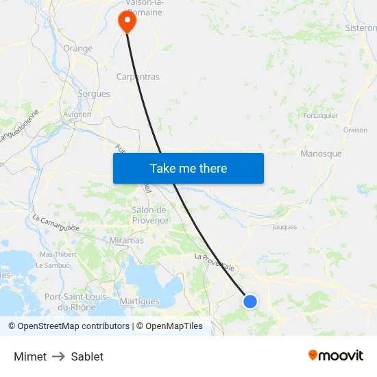 Mimet to Sablet map