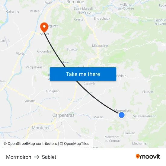 Mormoiron to Sablet map