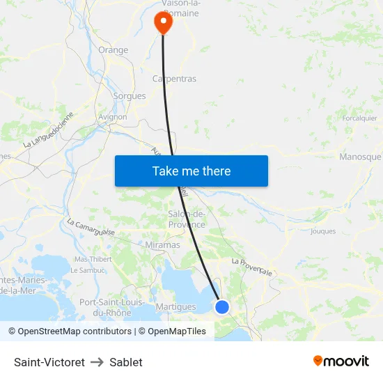 Saint-Victoret to Sablet map