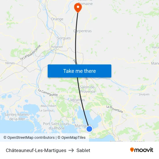 Châteauneuf-Les-Martigues to Sablet map