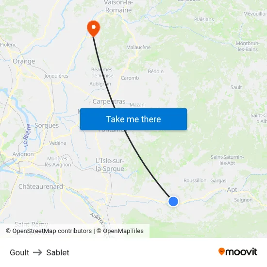 Goult to Sablet map