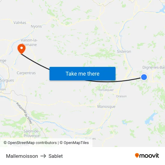 Mallemoisson to Sablet map