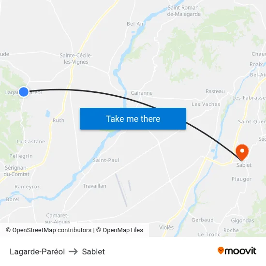 Lagarde-Paréol to Sablet map