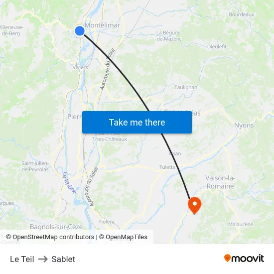 Le Teil to Sablet map