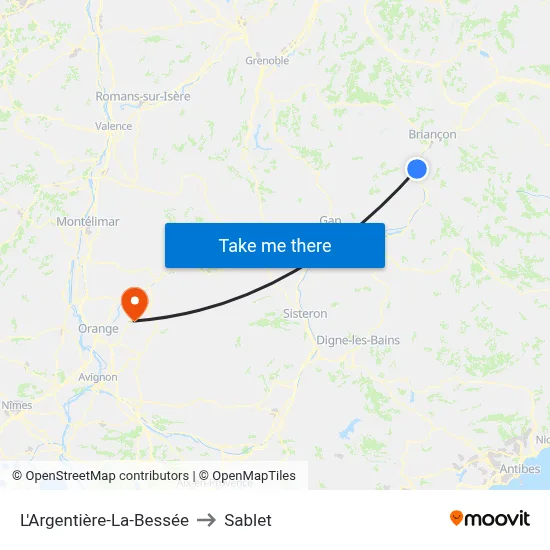 L'Argentière-La-Bessée to Sablet map