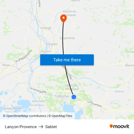 Lançon-Provence to Sablet map