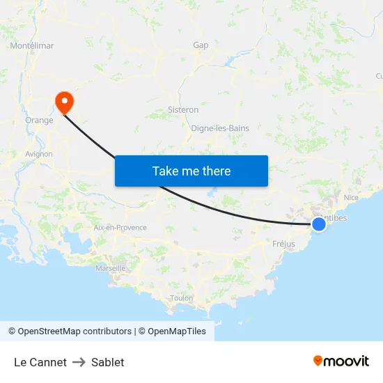 Le Cannet to Sablet map