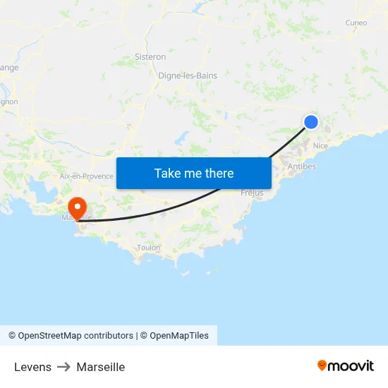 Levens to Marseille map