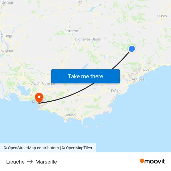 Lieuche to Marseille map