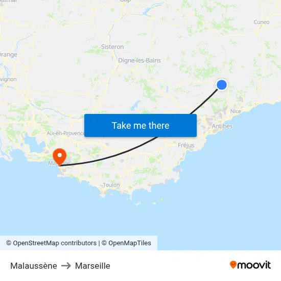 Malaussène to Marseille map
