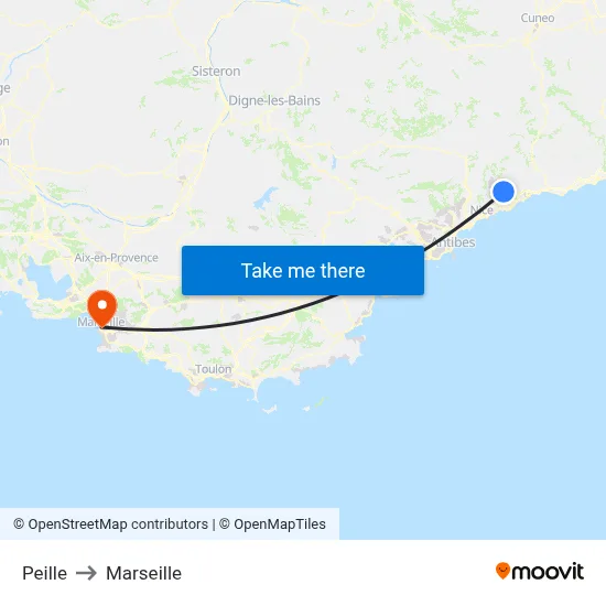 Peille to Marseille map