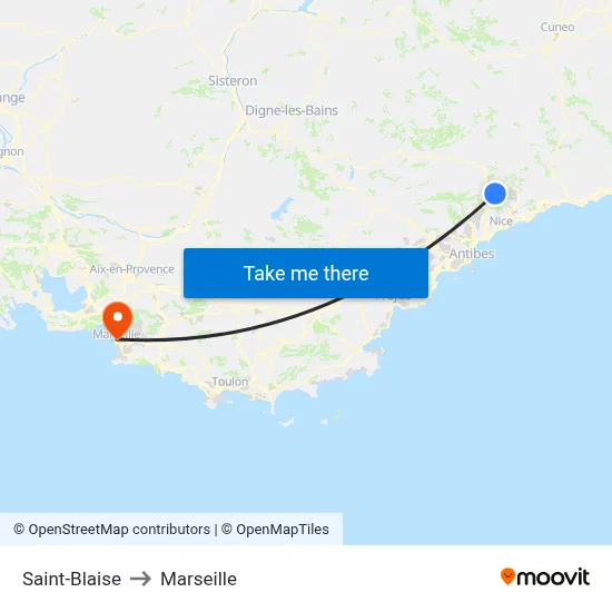 Saint-Blaise to Marseille map